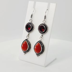 Amethyst Coral Handmade Drop Dangle Earrings Jewelry 2.56"